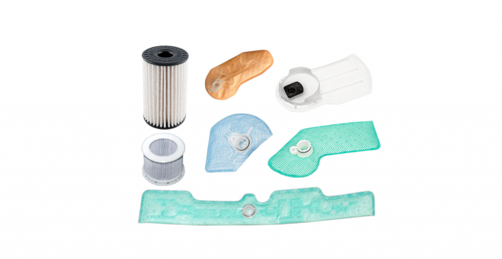 Assorted respirator filters on a white background